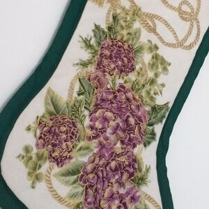 Elegant Green and Purple Floral Holiday Stocking